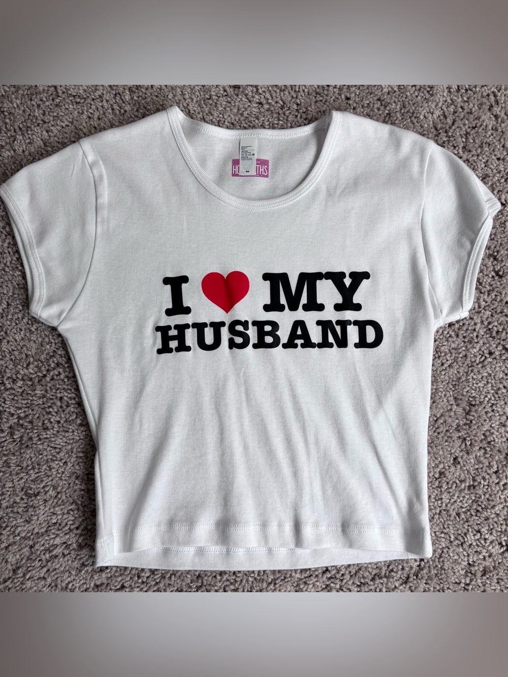 White "I ♥ My Husband" Crop Graphic Tee